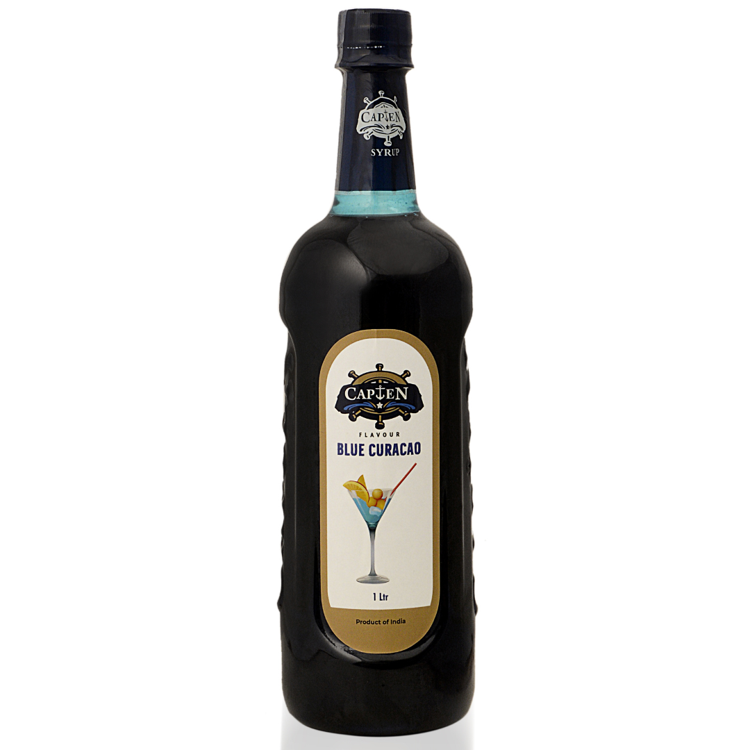CAPTEN Fruit Mocktail Syrup Blue Curacao Mocktail, 1L | Blue Lagoon | Cool Blue | For Cocktails, Syrups, Mojito, & Squash