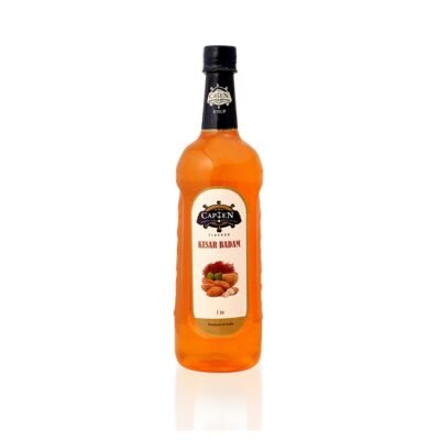 CAPTEN Kesar Badam Syrup 1L | Mixer for Fruit Shakes, Mocktails, Cocktails, Drinks, Sharbat, Sorbets, Juices, Beverages