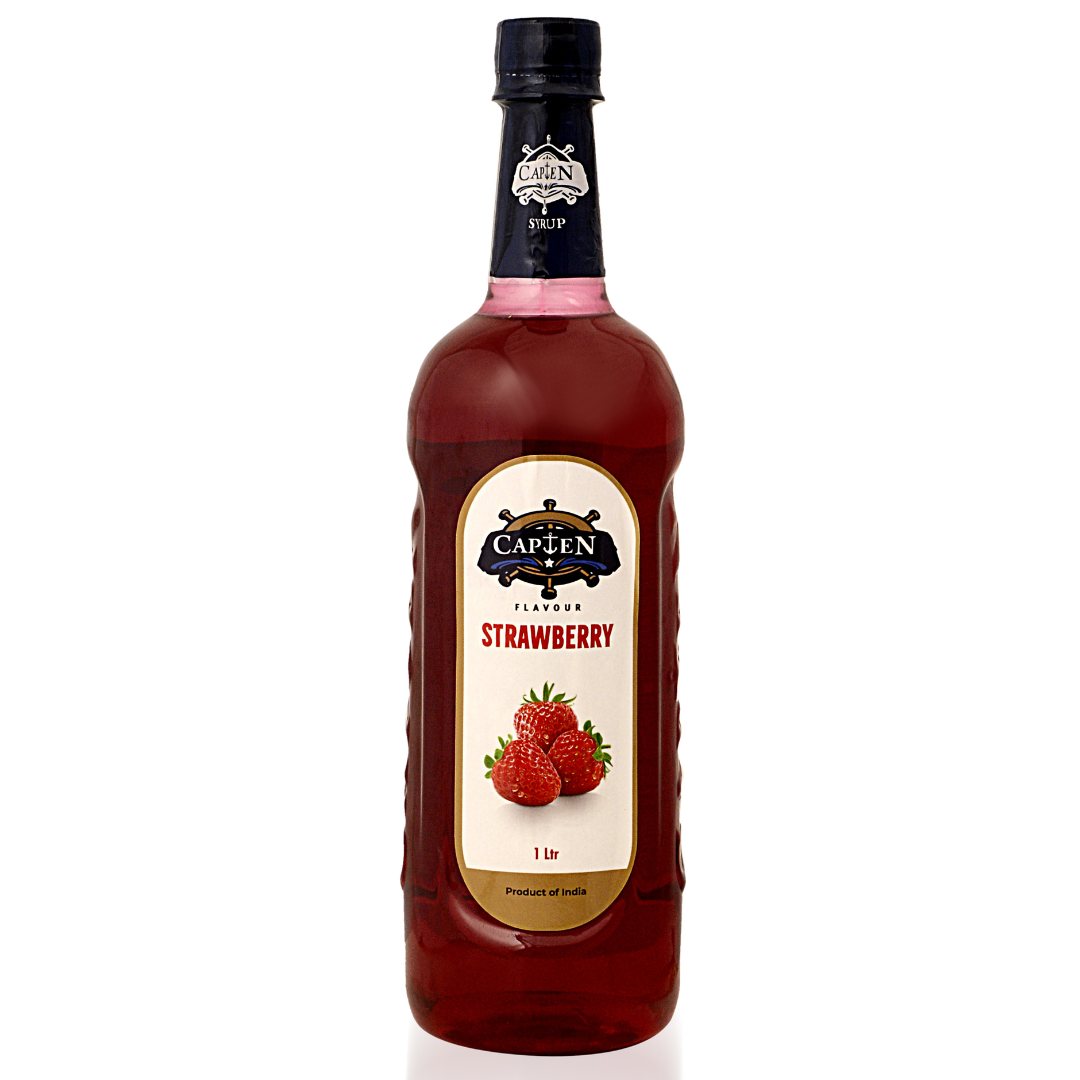 CAPTEN Strawberry Syrup 1L | Authentic Strawberry Flavor for Mocktails, Cocktails, Lemonades, Iced Teas & More | 35+ Flavours