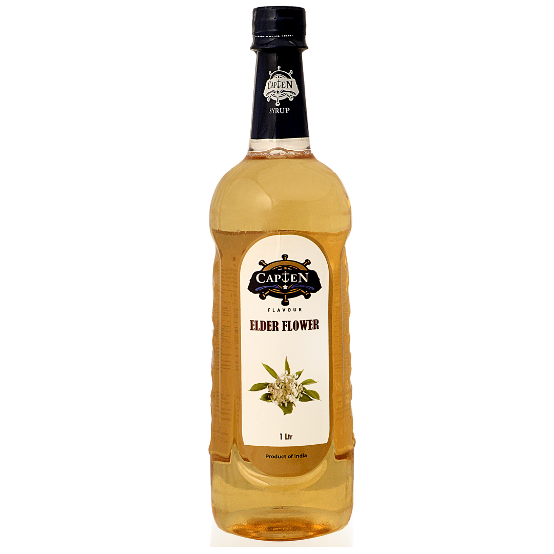 CAPTEN Elder Flower Mocktail Syrup 1L | Mixer for Mocktails, Cocktails, Drinks, Juices, Beverages | Non Alcoholic Mix Bottle